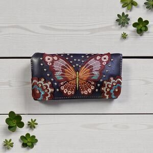 Boho Western Butterfly Wallet – Studded Clutch, Purple Gift NWT